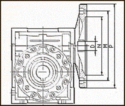Присоединительные размеры входного фланца мотор - редуктора DRV